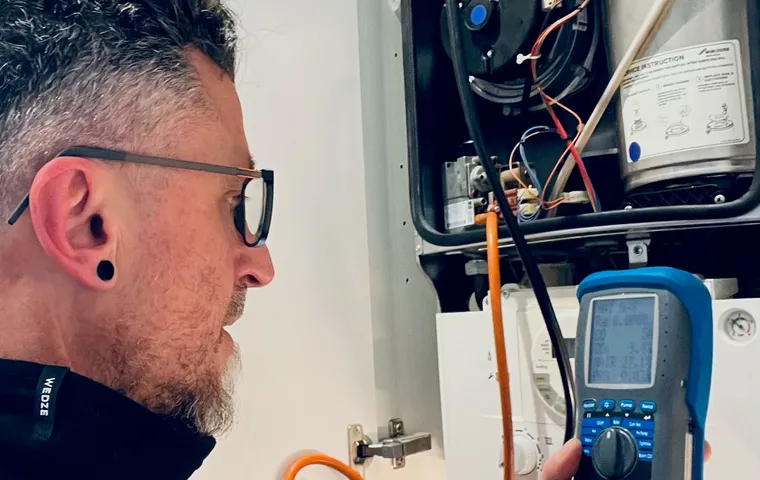 Antonio Catalano, Gas Safe engineer at AC Plumbers Ltd. Brighton, using a Kane 458 flue gas analyser to service a gas boiler